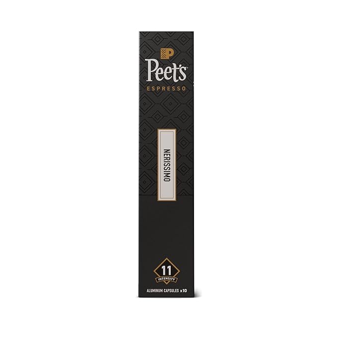 Peet's Coffee Dark Roast Espresso Capsules Compatible with Nespresso Original Machine 100% Arabica Coffee - Nerissimo Intensity 11 100 Count (10 Boxes of 10 Espresso Capsules)