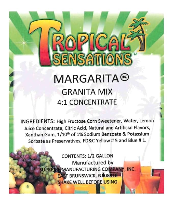 Tropical Sensations Margarita Granita Slushie Mix – 6 Bottles 64 oz Each – Non-Alcoholic Frozen Drink Mix for Slush Machines – Bulk Case