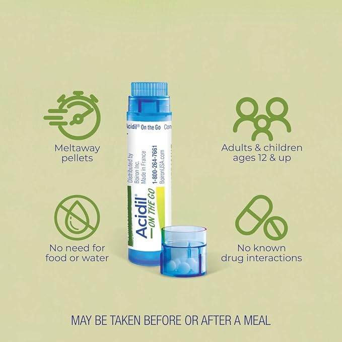 Boiron SleepCalm On The Go Sleep Aid 80 Count (Pack of 2) and Acidil On The Go Heartburn Relief 2 Count (160 Pellets)