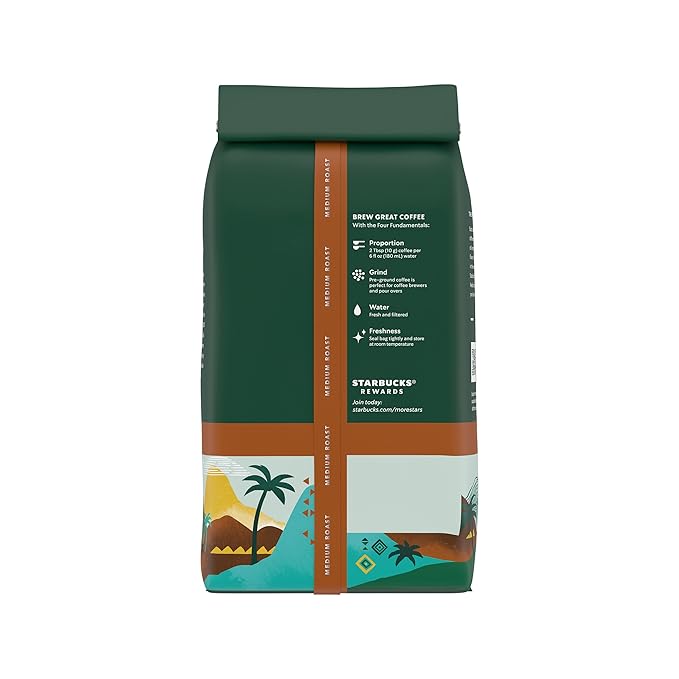 Starbucks Ground Coffee Medium Roast Hot or Iced Coffee Single-Origin Colombia 12 oz