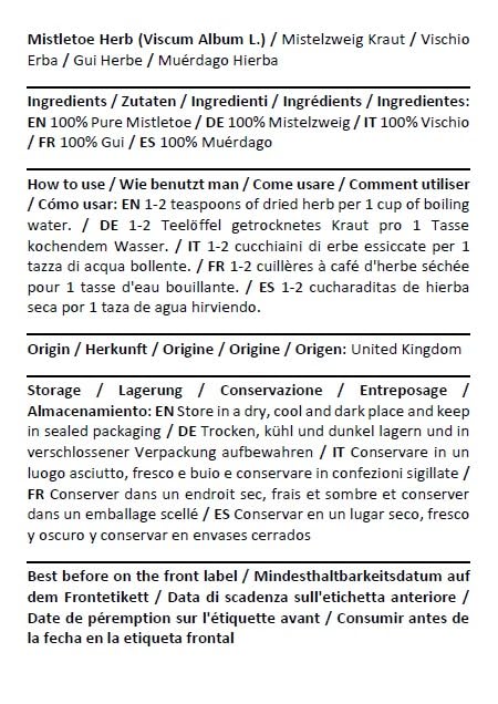 Herba Organica Mistletoe Herb - Viscum Album L - Herbal Tea (100g)