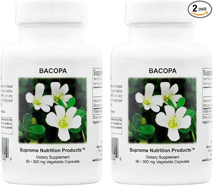 Supreme Nutrition Products Bacopa 90 Pure Bacopa Herb Vegetarian Capsules (Pack of 2)