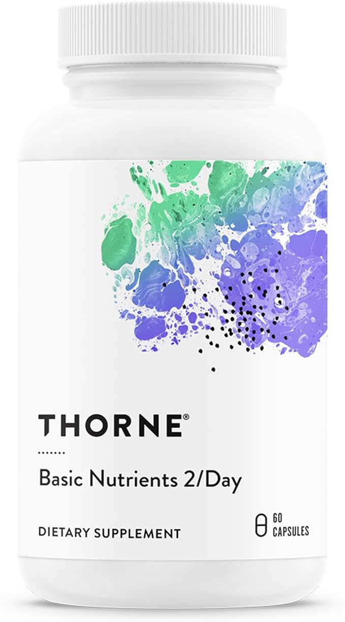 THORNE - Basic Nutrients 2/Day - Comprehensive Daily Multi-Vitamin with Optimal Bioavailability - Vitamin &amp Mineral Formula - Third-Party Certified - Gluten Dairy &amp Soy-Free - 60 Capsules