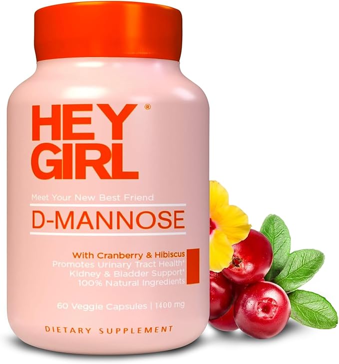 D Mannose Capsules - Fast-Acting UTI Supplement - Cleanse &amp Flush Impurities - with Natural D-Mannose Powder Cranberry Hibiscus &amp Dandelion - Alternative to Cranberry for Women 60 Capsules