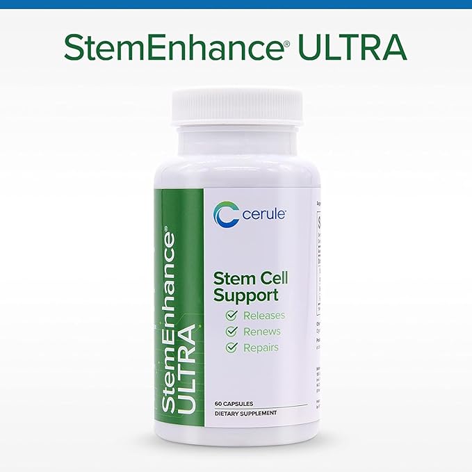 Cerule StemEnhance Ultra 2 Pack –Natural Stem Cell Support Supplement for Cellular Renewal Immune Function Energy and Recovery–Freshwater Microalgae &amp Marine Macroalgae Extracts– 120 Capsules T