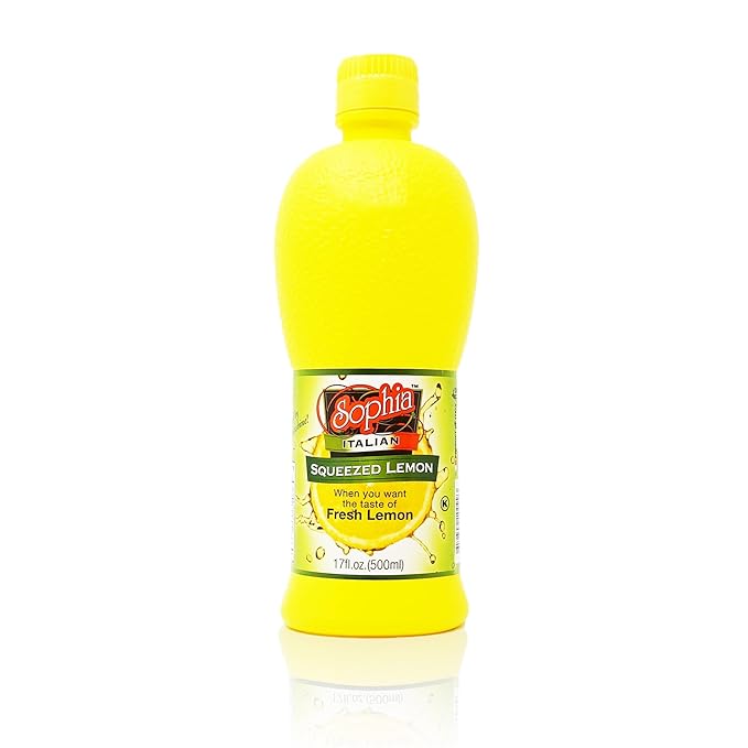 Sophia Italian Lemon Juice from Sicily - 17oz (6-pack) | Real Sicilian Lemon Juice for Cooking &amp Lemonade | Bottled Juice from Fresh Lemons | Made in Italy | For Drinks Marinades &amp More