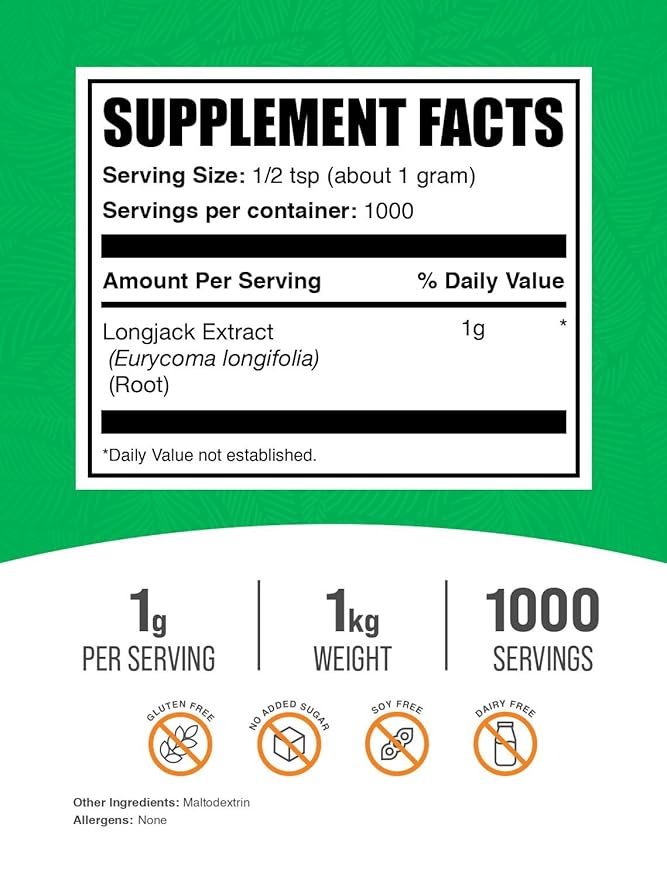 BulkSupplements.com Longjack Extract Powder - Tongkat Ali Extract Tongkat Ali for Men &amp Women - Gluten Free 1g per Serving 1kg (2.2 lbs) (Pack of 1)