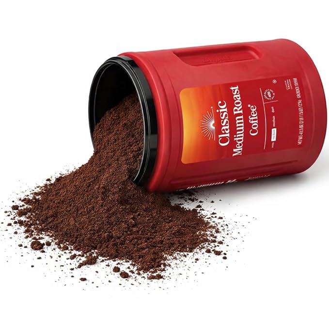 Medium Roast Ground Coffee Powder – Colombian Arabica Coffee Grounds – Fresh Roasted Premium Blend – Rich &amp Smooth Flavor – Bulk Value Size Canister – Drip Coffee Maker French Press Pour Over &a