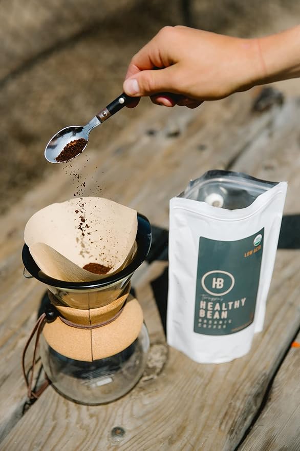 Healthy Bean Organic Espresso Ground Coffee Dark Roast - Low Acid Coffee Grounds for Sensitive Stomach - Dark Espresso Roast USDA Organic High Antioxidants Strong and Rich Flavor 11oz