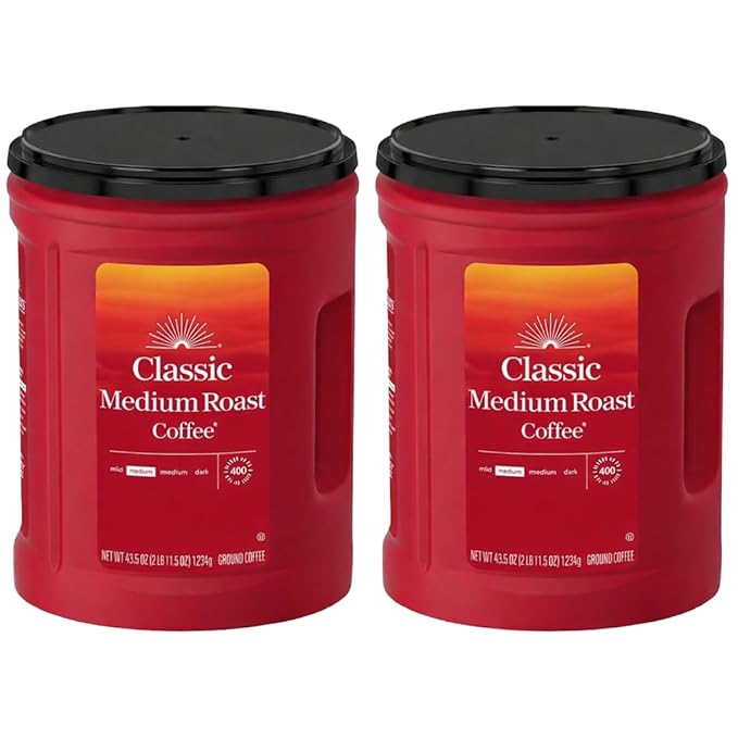 Classic Medium Roast Ground Coffee 43.5 oz Caffeinated (2 Pack)