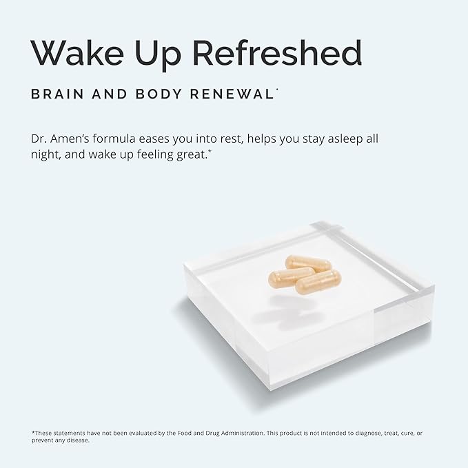 BRAINMD Dr. Amen Restful Sleep - 60 Capsules - Promotes Relaxation &amp Calm Contains Melatonin Valerian GABA &amp Magnesium Non-Habit Forming - Gluten-Free - 15 Servings