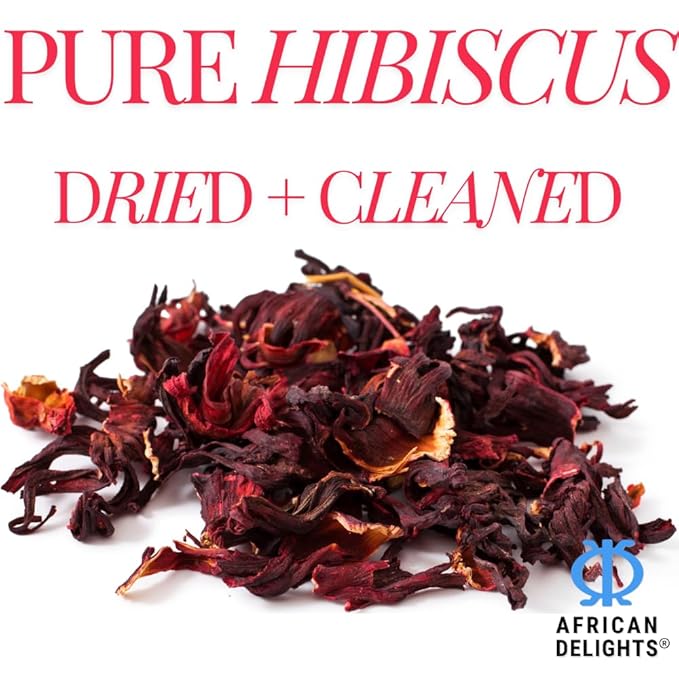 African Delights Hibiscus Tea 16oz – Organic Sorrel Leaves | Flor de Jamaica | Natural Herbal | Edible| Bulk Loose Tea for Brewing