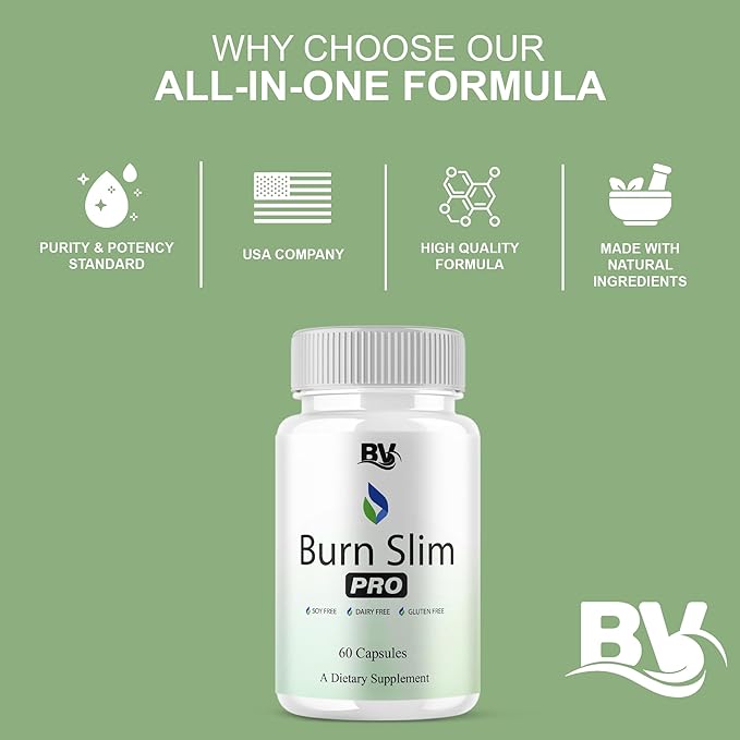 BLUE VIBE Burn Slim Pro Capsules BurnSlim Advanced Maximum Strength Overall Health &amp Wellness Support Supplement Burn Slim Premium All Natural Daily Health Support Formula (2 Pack - 120 Capsules