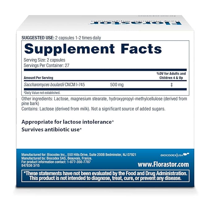 Florastor Daily Probiotic Supplement for Women and Men Proven to Support Digestive Health Saccharomyces Boulardii CNCM I-745 (54 Capsules) Pack of 3