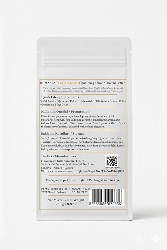 Humaneast Guatemala Single Origin Ground Coffee 8.8 oz (250 g) Medium Roast Specialty Coffee