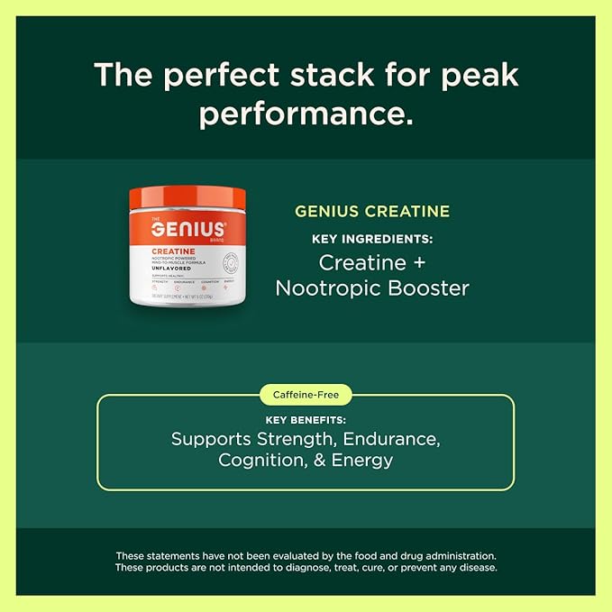 The Genius Brand Organic Mushroom Coffee + Collagen - Daily Energy Support - Healthy Immune Function - Arabica Coffee with Cordyceps Reishi &amp Lion's Mane Mushroom Blend - 10.6 oz (30 Servings)