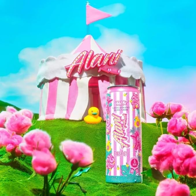 Alani Energy Drinks Cotton Candy Lime Slush Strawberry Sunrise Flavors - Variety Pack Sugar-Free Low-Calorie 12 fl oz (Pack of 6) Repackaged*