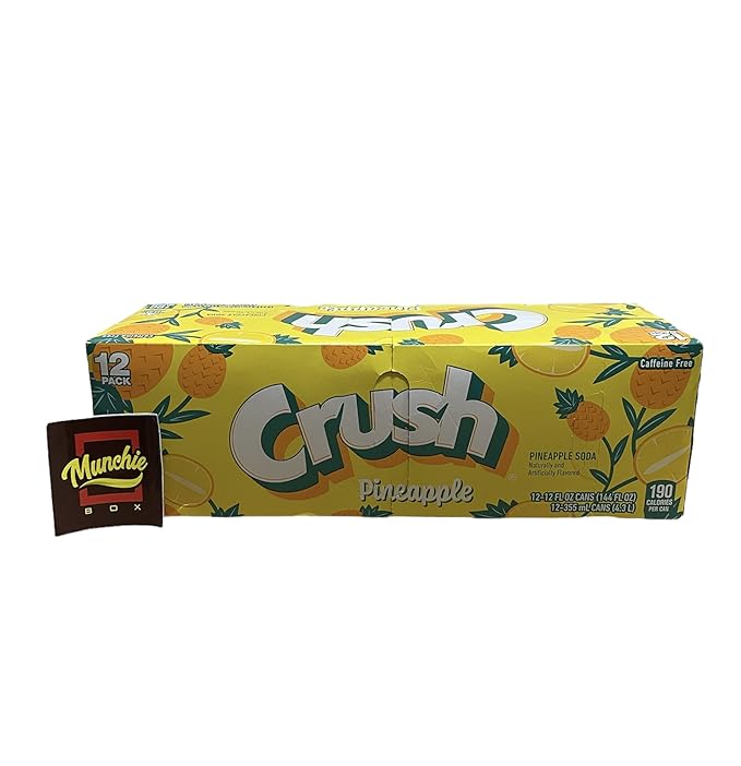 Crush Soda Munchie Box Reserve - Stocked for your Pleasure - Cans or Bottles (Pineapple Pack of (12) 12 Oz Cans)