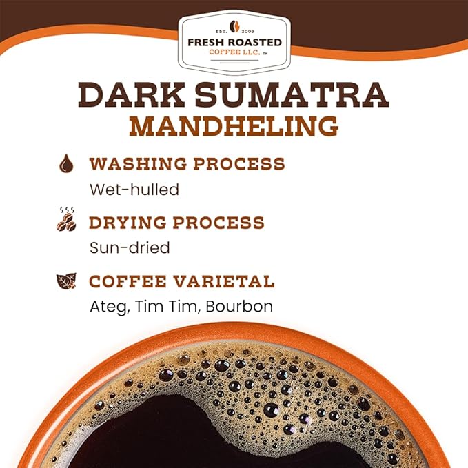 Fresh Roasted Coffee Dark Sumatra Mandheling |100% Single Origin | Dark Roast 72 Pods for K Cup Brewers