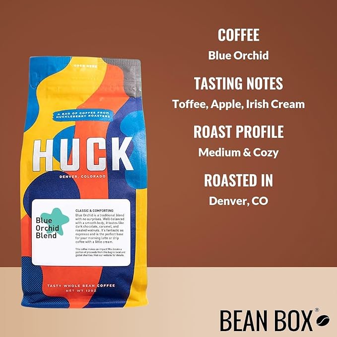 Bean Box Coffee Sampler - Roasted by Huck 4-Pack Whole Bean Coffee Gourmet Coffee