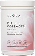 Alaya Multi Collagen Powder - Type I II III V X Hydrolyzed Collagen Peptides Protein Powder Supplement with MSM + GC (Unflavored) (40 Servings)