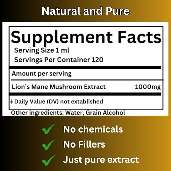 Lion’s Mane Tincture High Potency Double Extracted 120 Daily Doses