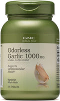 GNC Herbal Plus Odorless Super Garlic 1000mg 100 Tablets Supports Cardiovascular Health