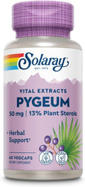 SOLARAY Pygeum Bark Extract 50mg - Pygeum Supplement for Prostate Health Support - Guaranteed to Contain 6.5mg Plant Sterols Like Beta Sitosterol Non-GMO Vegan 60-Day Guarantee 60 Serv 60 VegCaps