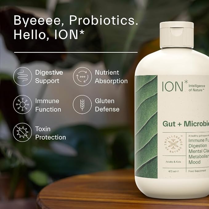 ION* Intelligence of Nature Gut Support Liquid Supplement - Gut &amp Digestive Health Liquid Drops Cleanse &amp Detox with Humic Extract for Women &amp Men Adults &amp Kids 4+ - 16 fl oz (Pack o