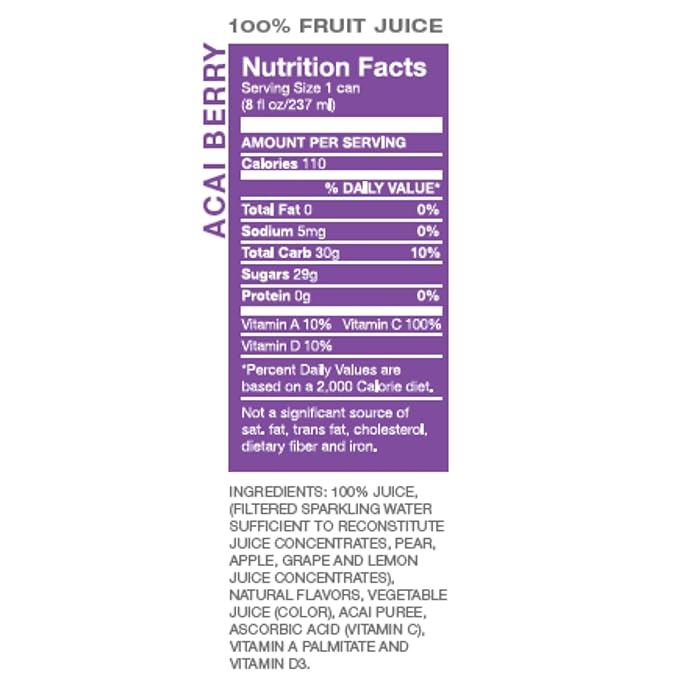 Envy Sparkling 100% Fruit Juice Acai Berry 8oz (Case of 24)