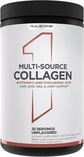 Rule 1 Proteins Multi-Source Collagen Powder - Bovine Chicken Fish &amp Eggshell Collagen Sources + Hyaluronic Acid &amp Vitamin C for Hair Skin &amp Nail Support (25 Servings Unflavored)