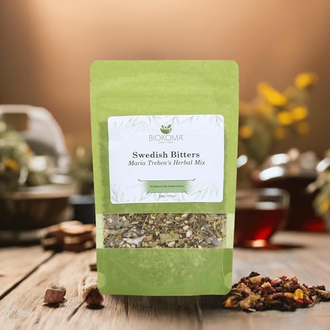 Biokoma Swedish Bitters Maria Treben's Herbal Mix 100g (3.55oz) In Resealable Moisture Proof Pouch - Herbal Tea No Additives No Preservatives Kosher
