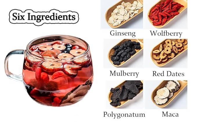 Kidney Tea Formula Ginseng Six Treasure Tea𝑲𝒊𝒅𝒏𝒆𝒚 𝑪𝒍𝒆𝒂𝒏𝒔𝒆 𝑻𝒆𝒂GinsengRed DateMulberry Chinese Health Formula For Men Women (30PCS)