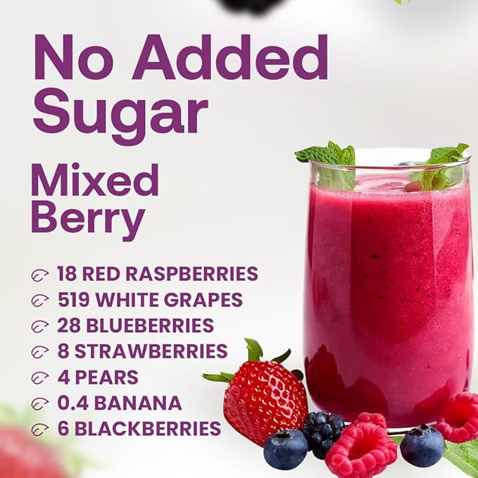 Dr. Smoothie 100% Crushed Mixed Berry – No Added Sugar Made with Real Fruits/Fruit Juice – Vegan No Artificial Colors or Flavors – Raspberry Strawberry Blackberry &amp Blueberry – 46 oz Bottle