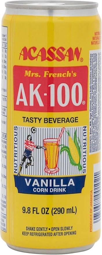 Acassan Mrs. French Ak-100 Vanilla Corn Drink 9.8 fl Oz (Pack of 12)