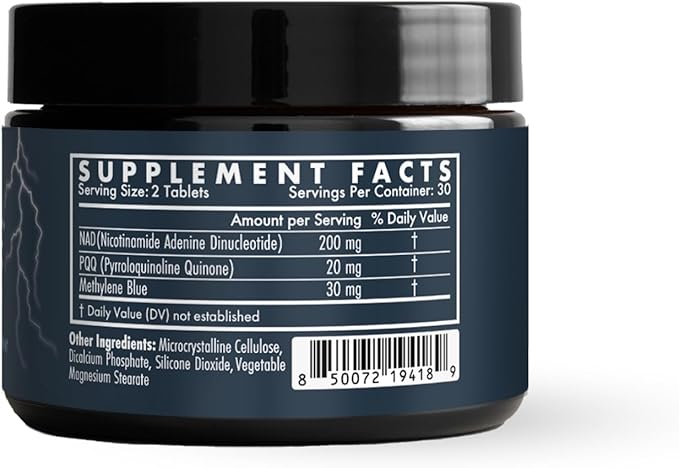 Recharge – Cognitive Performance Mitochondrial Boost Energy Production - Methylene Blue NAD PQQ | 60ct (1 Month Supply)