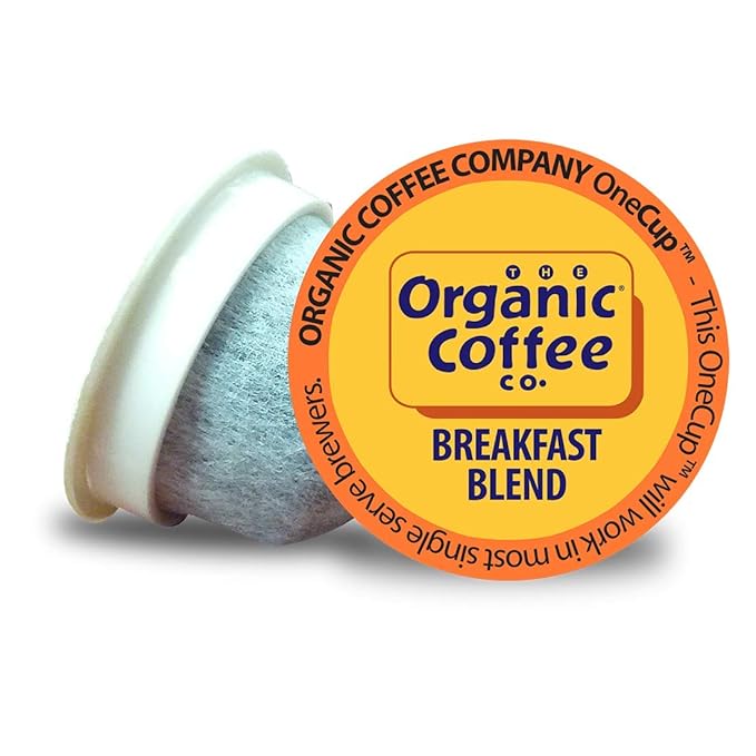 The Organic Coffee Co. Compostable Coffee Pods - Breakfast Blend (80 Ct) K Cup Compatible including Keurig 2.0 Medium Roast USDA Organic