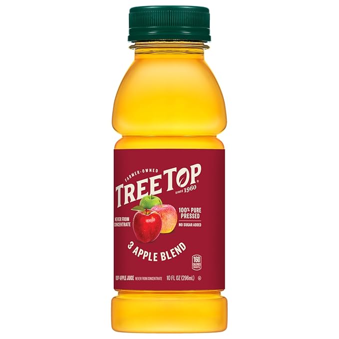 Tree Top 100% Pure Pressed 3 Apple Blend 100% Apple Juice 10 Fl Oz (Pack of 24)