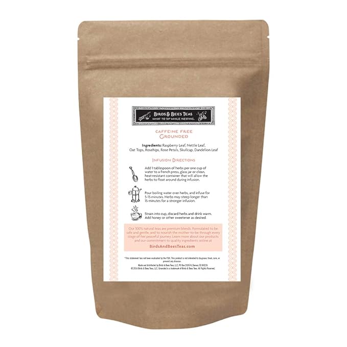 Birds &amp Bees Organic Fertility &amp Pre-Conception Tea Grounded Pregnancy Tea - Red Raspberry Leaf Blend for Natural Cleanse &amp Detox 40 Servings 3.2 oz