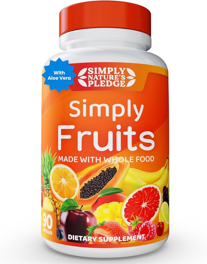 Simply Nature's Pledge - 90 Fruit Capsules - Made with Whole Food Superfoods Packed with 25 Different Fruits - 100% Soy Free