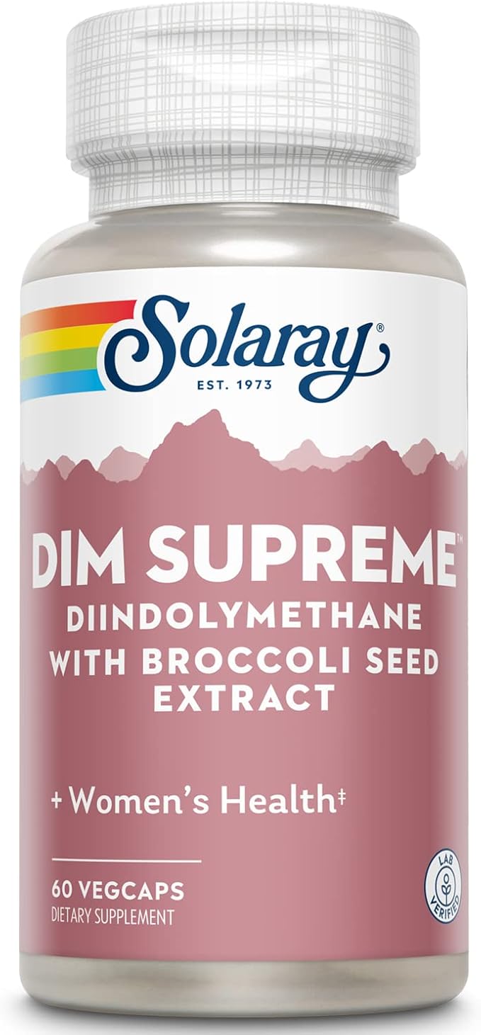 SOLARAY DIM Supreme - DIM Supplement 100mg - Diindolylmethane DIM Complex with Broccoli Seed Extract and Bioflavonoids - Women's Health and Balance Support - 60-Day Guarantee - 60 Servings 60 VegCaps