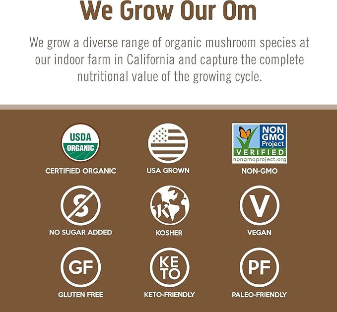 Om Mushroom Superfood Turkey Tail Organic Mushroom Powder 3.5 Ounce 50 Servings Immune Support Polysacchrides Beta-Glucans Gut Health &amp Holistic Defense Mushroom Supplement
