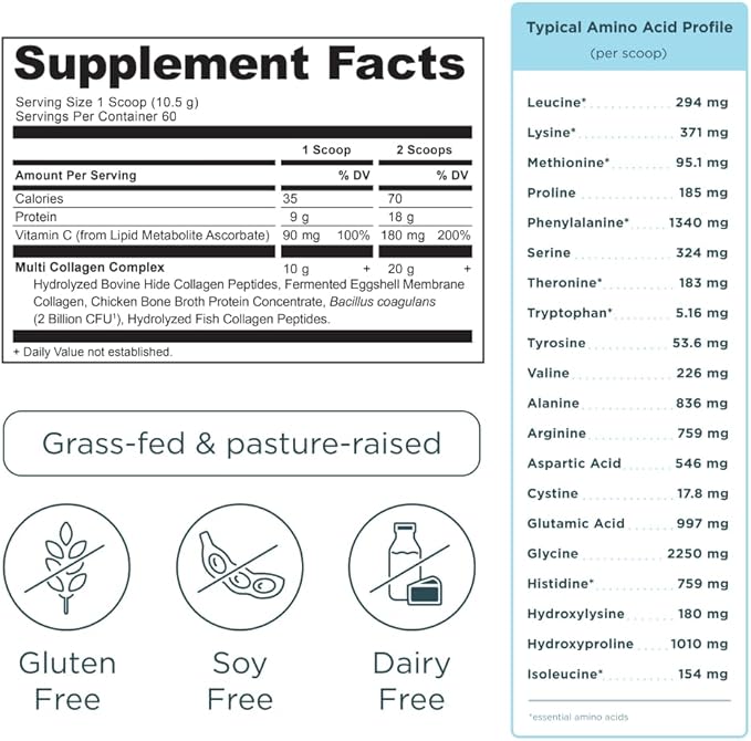 Ancient Nutrition Multi Collagen Protein Powder Vanilla 60 Servings + Organic Supergreens Powder Berry 12 Servings