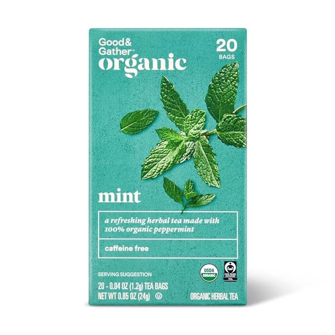 Good And Gather Organic Teas - 20ct - Refreshing herbal tea made with Organic Peppermint (Green Tea Bundle of 10)