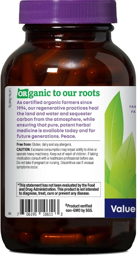 Oregon's Wild Harvest Certified Organic Lemon Balm Herbal Supplement 1125 MGS 180 Count