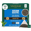 VAHDAM Assam Exotic Black Tea Bags (100 Count) High Caffeine Gluten Free Full Bodied | Pyramid Tea Bags | Strong Robust &amp Flavoury | Direct from Source