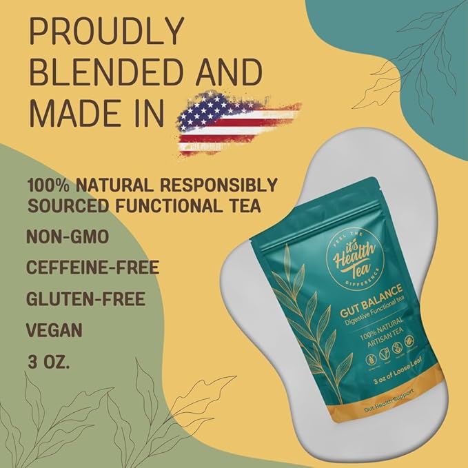 Gut Balance Herbal Tea – Supports Overall Gut Microbiome Health &amp Occasional Bloating Support | After-Meal Digestive Comfort | Caffeine-Free Loose Leaf Botanical Blend (35 Unbleached Tea Bags Incl