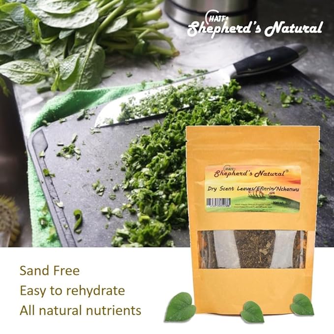 Scent Leaves (Efinrin/Nchanwu) – Dried (2 x 2oz) Bag African Seasoning by HATF's Shepherd's Natural. Perfect for soups stews and teas. Rich aroma traditional flavor! NON-GMO 100% ALL NATURAL.