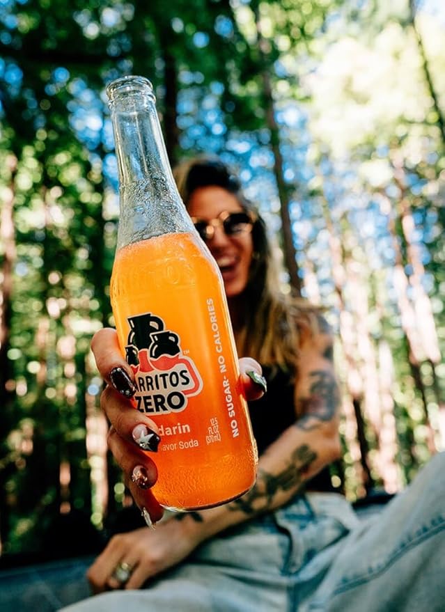 Iarritos Zero Sugar Mandarin Soda Mexican-Style Soda 12.5 fl oz Glass Bottles Natural Mandarin Flavor Low Calorie No Artificial Sweeteners 12-Pack