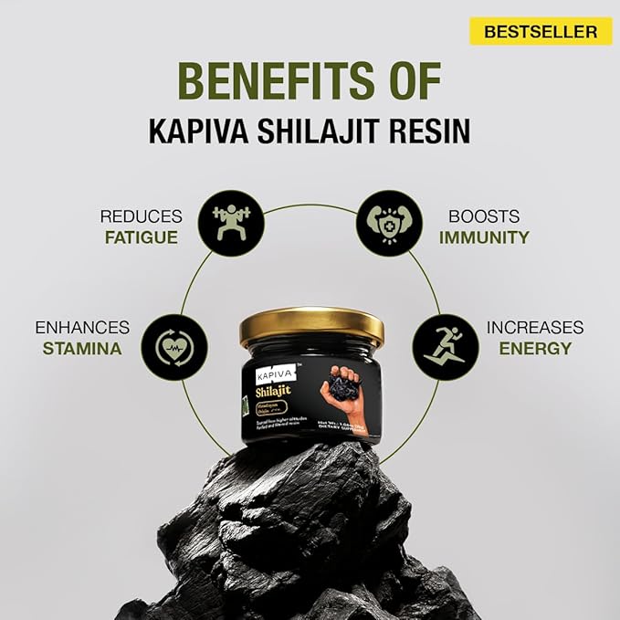 Kapiva 100% Authentic Himalayan Shilajit Resin (30gmx2) High Potency for Men &amp Women | 80+ Trace Minerals Upto 70% Fulvic Acid | Authentic | Natural Energy &amp Immune Support